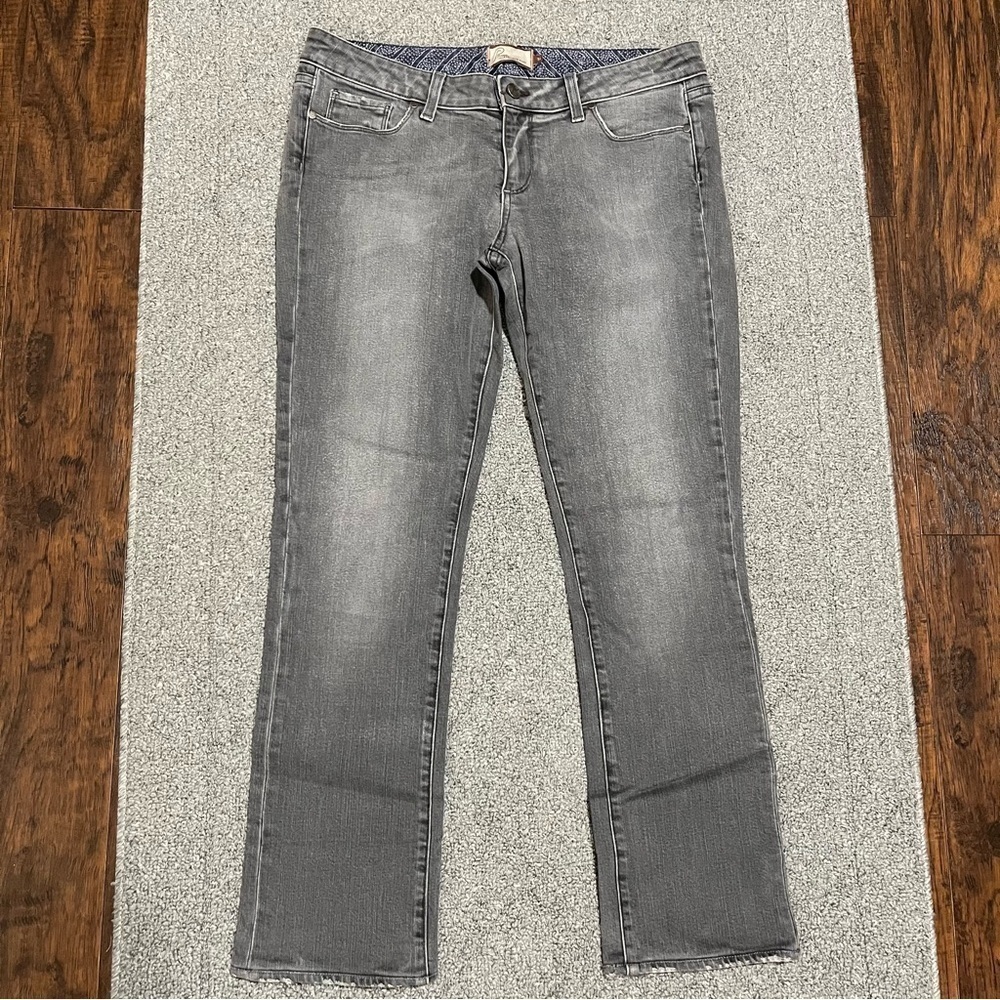 Paige Jeans Womens 31 Blue Heights Low Rise Skinny Stretch Rhinestone Gray